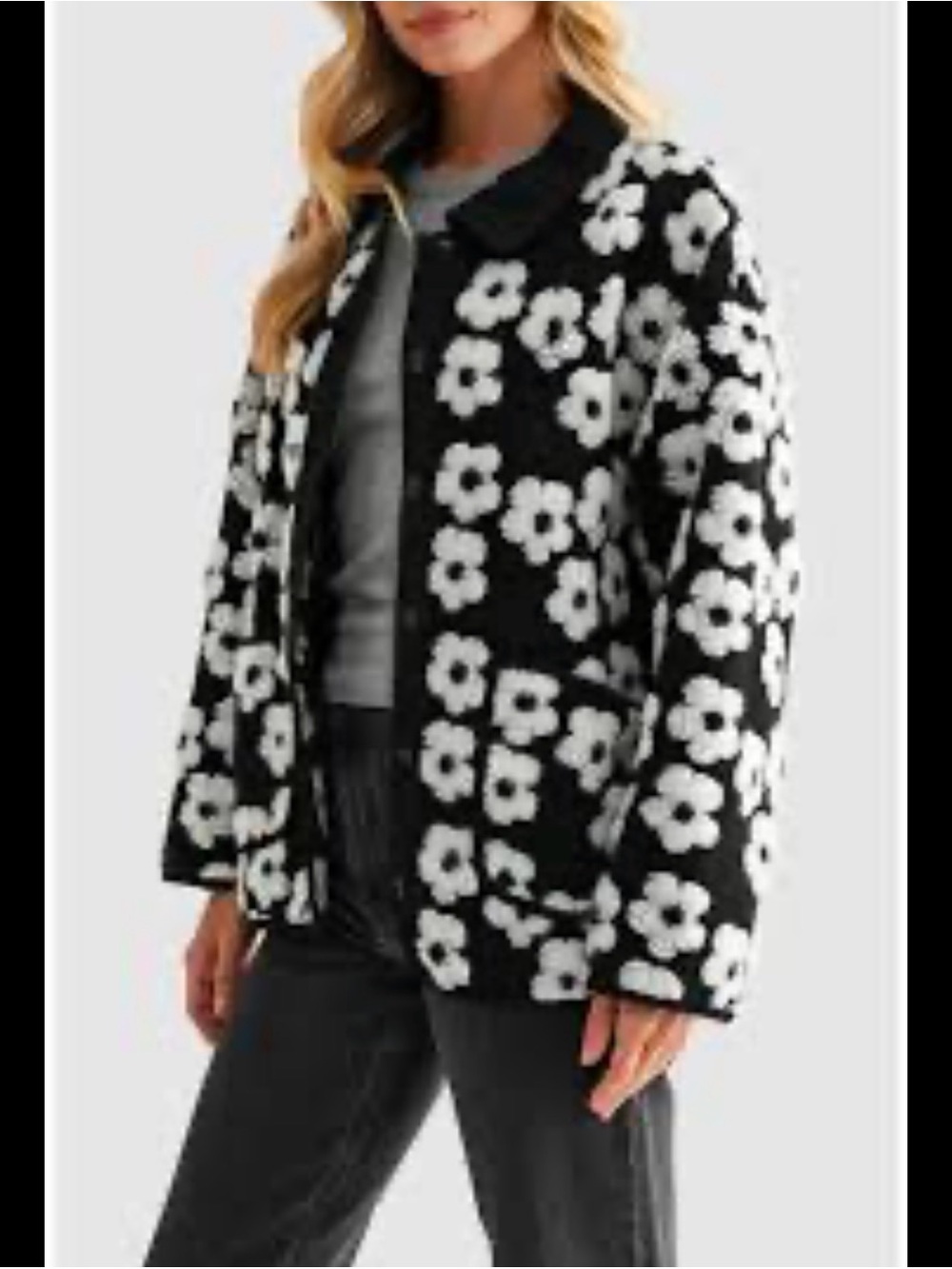 All in Favor Floral High Pile Fleece Jacket Size Large